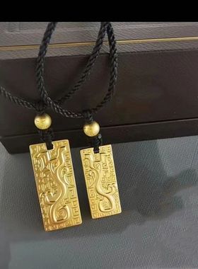 纹传承神兽图腾黄金色吊坠项链古法本命年高级感男女同款简约