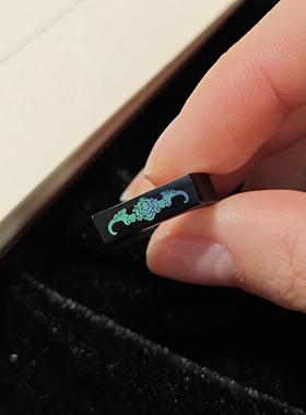 福运绵延非遗仿大漆螺钿工艺双福蝙蝠戒指新中优雅古典精致高颜值