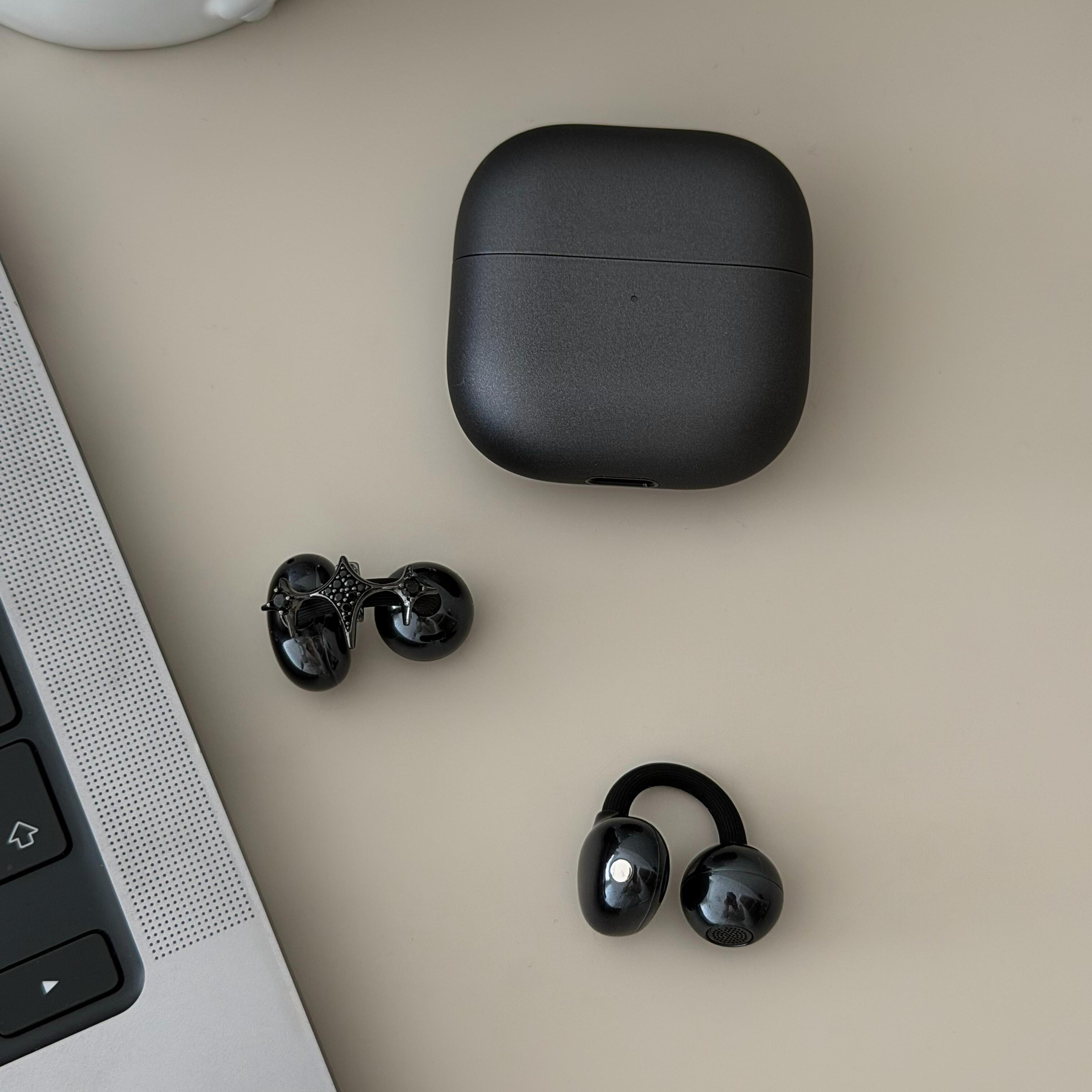 适用于freeclip2耳机钻扣黑色星芒耳夹扣diy白色蝴蝶耳饰配饰女