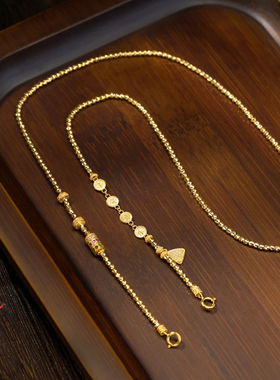 新中式钱袋子爆闪黄金色项链女轻奢百搭链复古风高级感万能链饰品