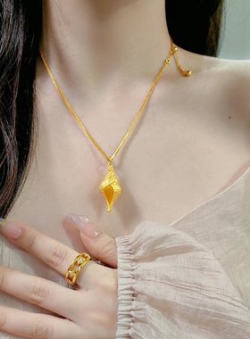 海螺吊坠金色项链时尚锁骨链