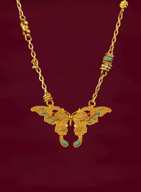 新中式祥云蝴蝶古法项链福气吉祥好兆头设计精致时尚高级感配饰女