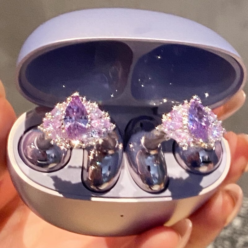 适用于freeclip耳机钻扣紫钻爆闪马眼锆石耳机夹扣小众高级感配饰