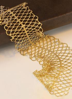 双边木耳编织袖口蕾丝手链18k金色小众设计高级感轻奢可调节手饰