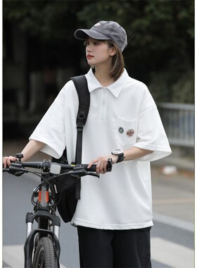 1404-1-9145-P45新款时尚青少年潮流宽松短袖情侣款PO衫