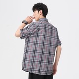 1404-2-1180-p382025潮流时尚港风个性百搭格子短袖衬衣，商品下架区，星座1404-3