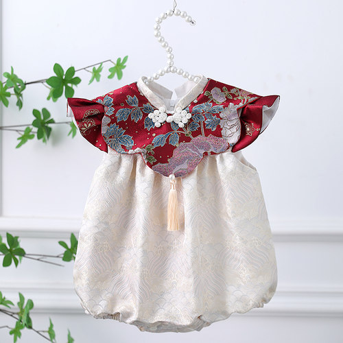 新中式夏季无袖抓周宴衣服