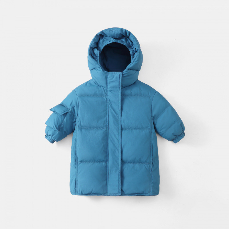 儿童秋冬羽绒服外套宝宝女童加厚保暖中长款面包服白鸭绒羽绒服