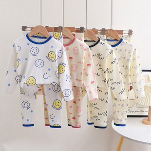 新疆长绒棉儿童纯棉秋衣秋裤套装男童保暖睡衣女宝宝家居服秋冬