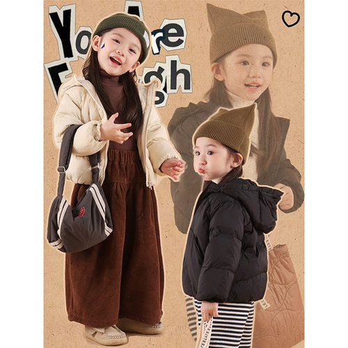 儿童羽绒服2025冬季新款新国标90白鸭绒三色连帽外套保暖羽绒童装