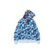 BAPE 春秋男女情侣外套 卫衣 ABC CAMO迷彩鲨鱼刺绣连帽拉链开衫