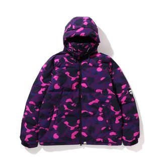 BAPE COLOR CAMO彩色迷彩猿人头男女秋冬保暖连帽可拆卸羽绒服