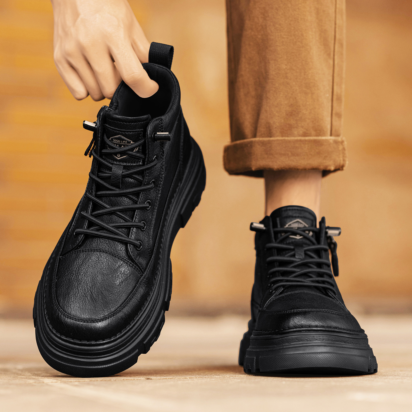 马丁靴男款冬季中帮英伦风真皮