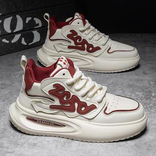 男鞋2025新款百搭时尚潮流运动休闲高帮板鞋厚底耐磨增高鞋子男款