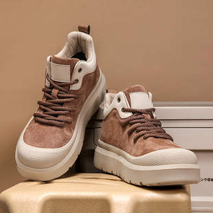 高帮男鞋2025新款秋冬季潮流复古工装马丁靴男士运动休闲真皮板鞋