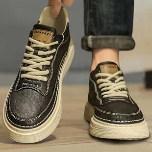 男鞋秋季款2025新款男士爆款休闲板鞋高级感痞帅皮鞋男生鞋子男款