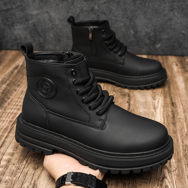 马丁靴男2025新款冬季黑色休闲
