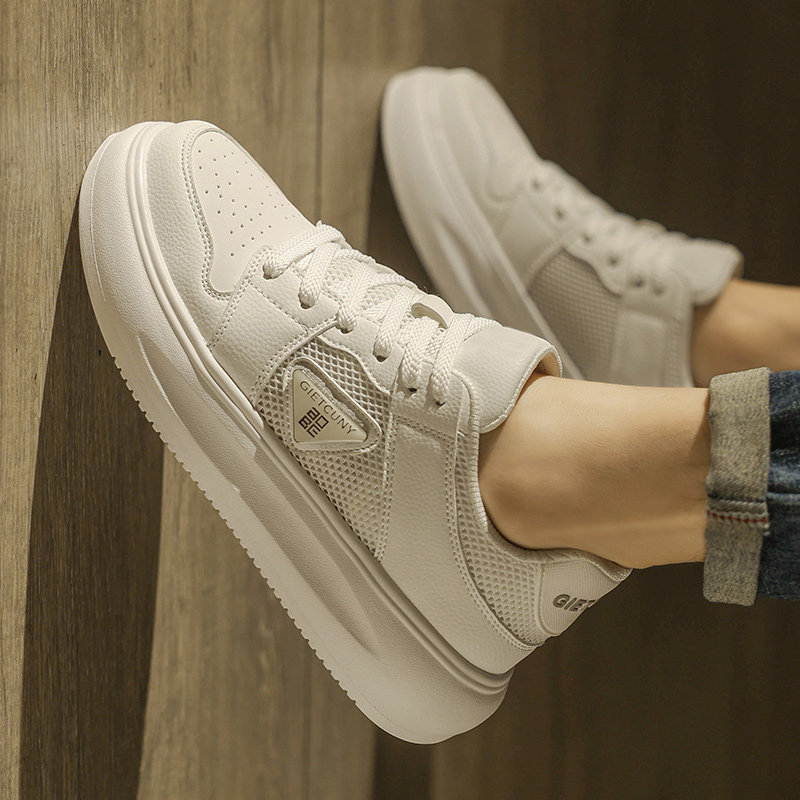 男鞋2026新款夏季透气薄款网面休闲板鞋男款百搭厚底运动小白鞋潮
