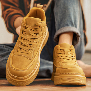 莆田男鞋2025新款秋冬季内增高空军aj一号运动休闲中帮小麦色板鞋