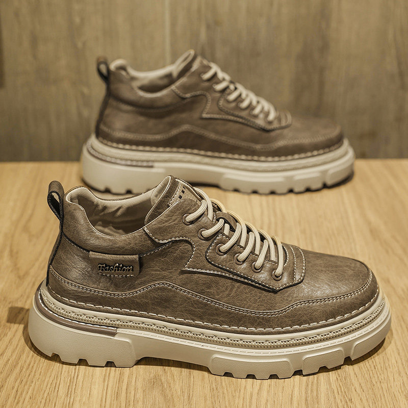 高帮男鞋春秋2026新款英伦风厚底真皮防水工装靴防滑耐磨马丁皮靴