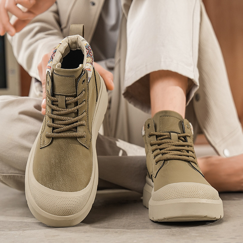 秋冬鞋子高帮马丁靴男靴韩版时尚休闲软底靴子中帮工装靴复古男鞋