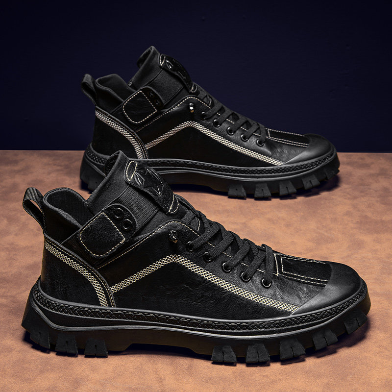 男鞋冬季2025新款真皮高级感马丁靴男款耐磨耐穿劳保工装高帮板鞋