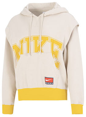 Nike 简约字母印花休闲连帽卫衣 女款 秋季 黄色 DQ6586-126