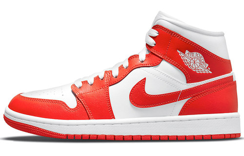 Air Jordan 1 Mid 拼接 中帮篮球鞋 女款 哈瓦那红 BQ6472-116