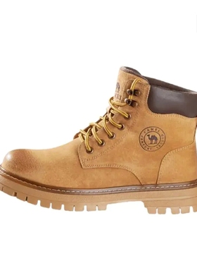 骆驼马丁靴男秋季新款高帮大黄靴女复古GE122W7757-1小孙仓