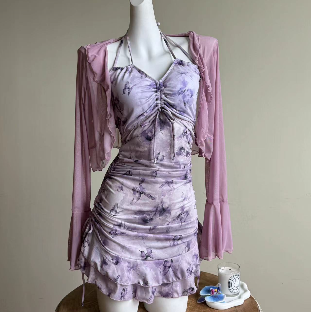 新款裙式显瘦遮肚连体泳衣长袖防晒保守两件套温泉海边泳衣4210