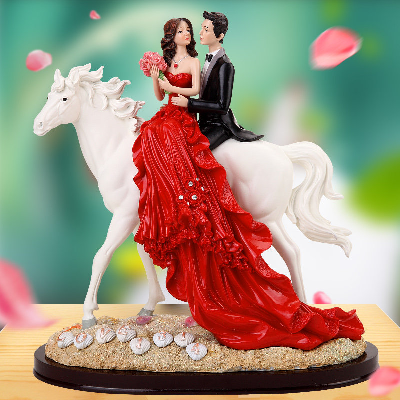 高档DIY定制结婚礼物创意时尚个性婚房客厅卧室家居装饰品马摆件