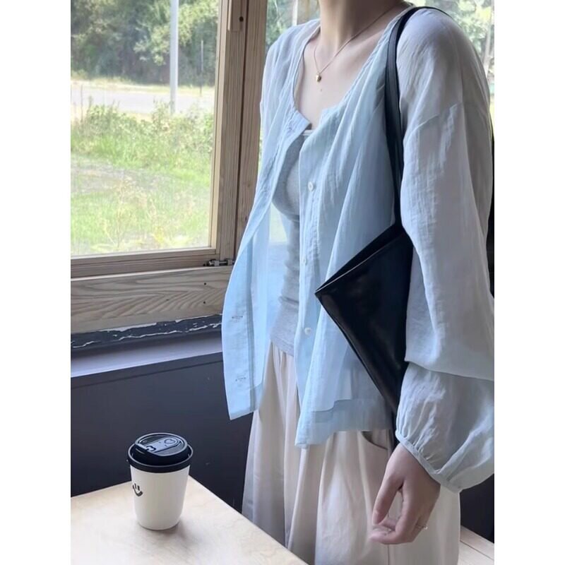 轻奢肌理高级感防晒衬衫女夏天爆款宽松轻薄款吊带外搭空调衫上衣