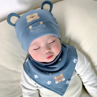 5女宝宝6 可爱男童2开春4薄款 春秋款 0到3个月婴儿帽子春秋男孩春季