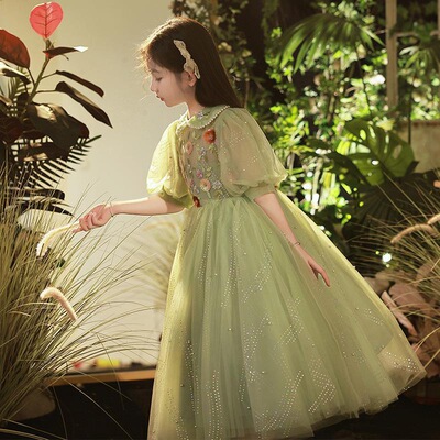 儿童礼服高端公主蓬蓬裙女童主持人钢琴演奏表演走秀服演出服花童