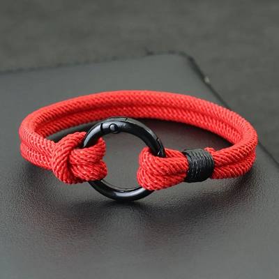 New Fahion Men Bracelet Rope Mountaineering Buckle Double La