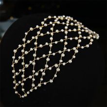 Pearl Headband Soft Chain Net Hairbands for Bride Wedding Pa