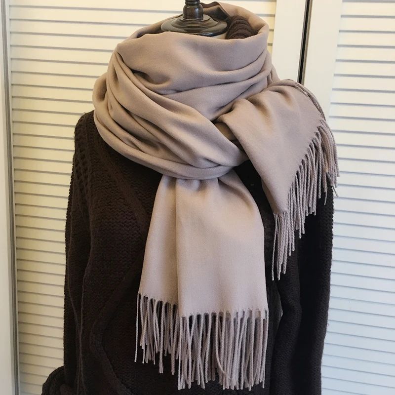 2023 Winter Scarf Solid Thicker Women Wool Cashmere Scarves