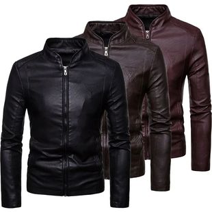 Jacket Autumn Men Leather Slim Motorcycle Winproof Cool