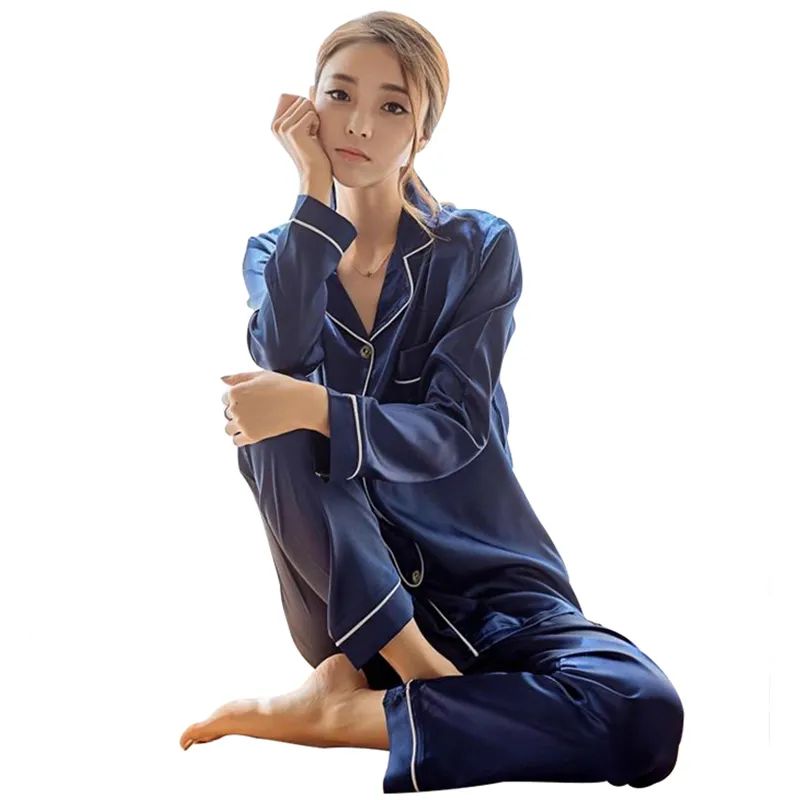 Womens Silk Satin Pajamas Pyjamas Set Sleepwear Pijama Pajam