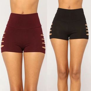 Women Pants Shorts Gym Out Dance Fashion High Hollow