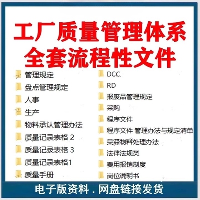 工厂质量管理体系文件全套流程性文件 上市公司电子厂体系资料