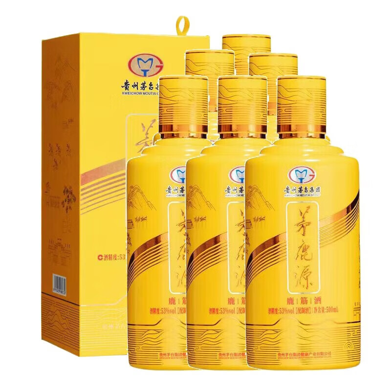 茅鹿源鹿筋酒/蒲公英百合/马鹿茸人参53度配制酒500ml*6瓶整箱装