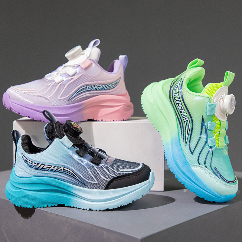 儿童篮球鞋男童运动鞋2025春新款小学生球鞋旋转扣网面休闲跑步鞋