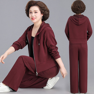妈妈春装2026新款外套洋气中老年人运动服套装女春秋阔太太两件套
