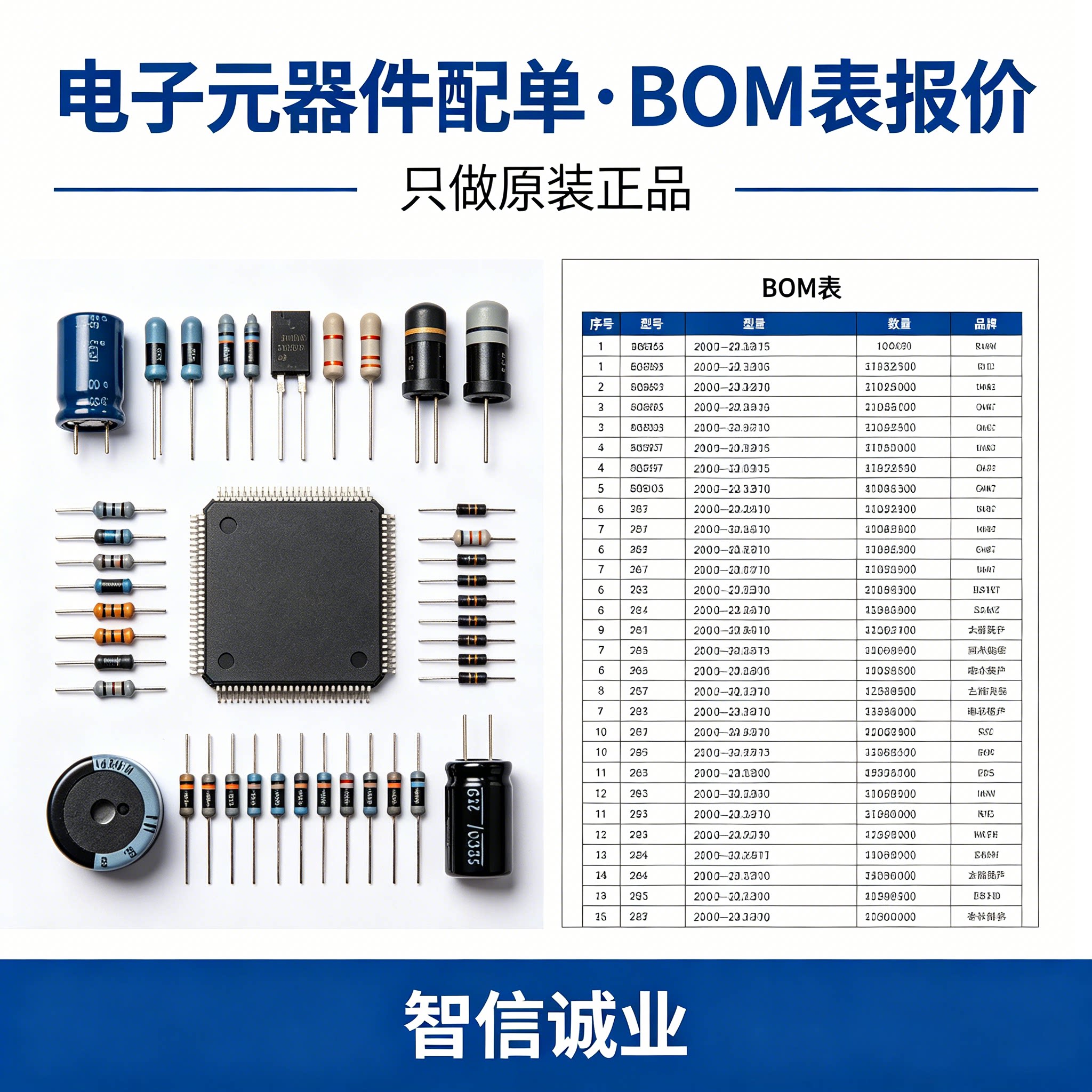 电子元器件配单bom表报价 一站式IC集成电路芯片电容电阻连接器件