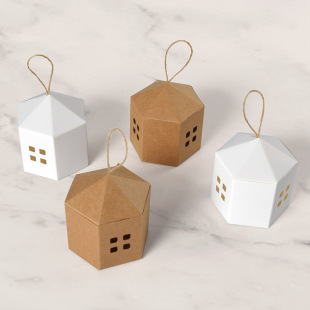 10个纯色手提小房子造型礼物盒现货白色镂空简约可diy手绘纸盒
