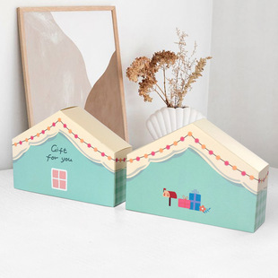 10个可爱卡通房子造型礼品盒现货小清新薄荷绿ins风烘焙包装盒