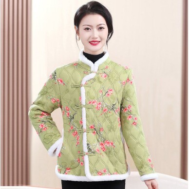 秋冬新款棉服上衣外套网红复古中国风蚕丝大码棉袄女装妈妈装包邮