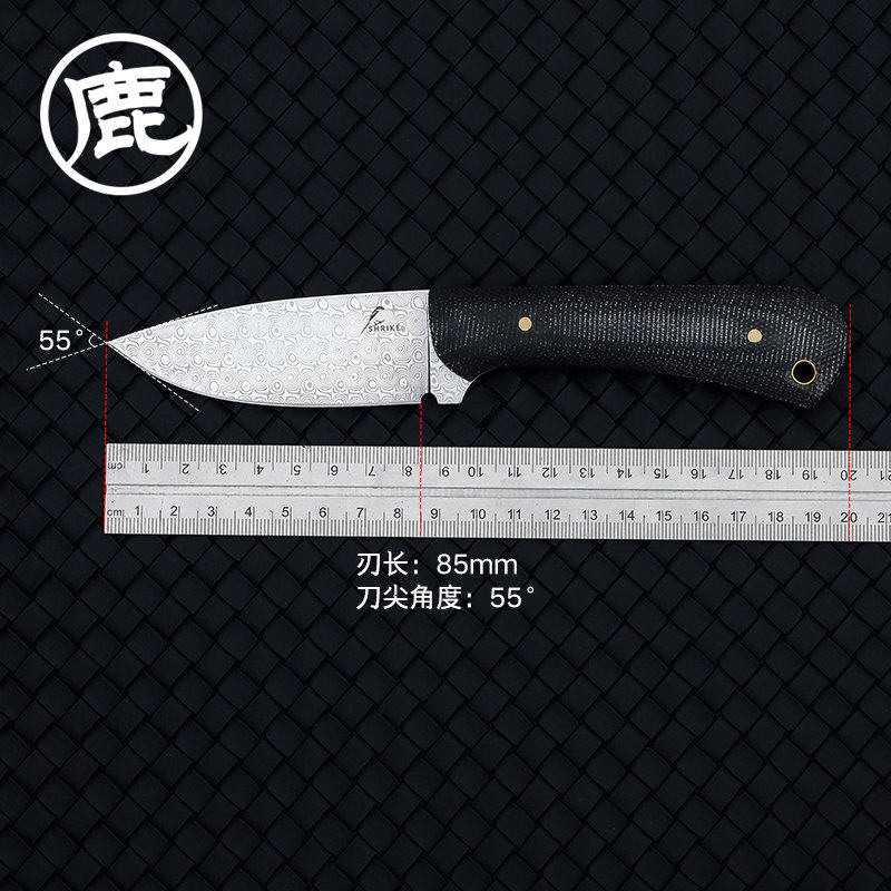 cudeman大象先生户外装备大马士革直刀露营野营多用工具刀伯劳鸟