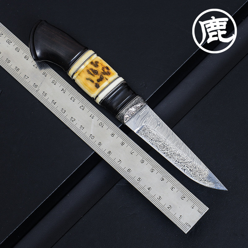 cudeman大象先生户外装备大马士革钢小直刀野营露营小工具小刀